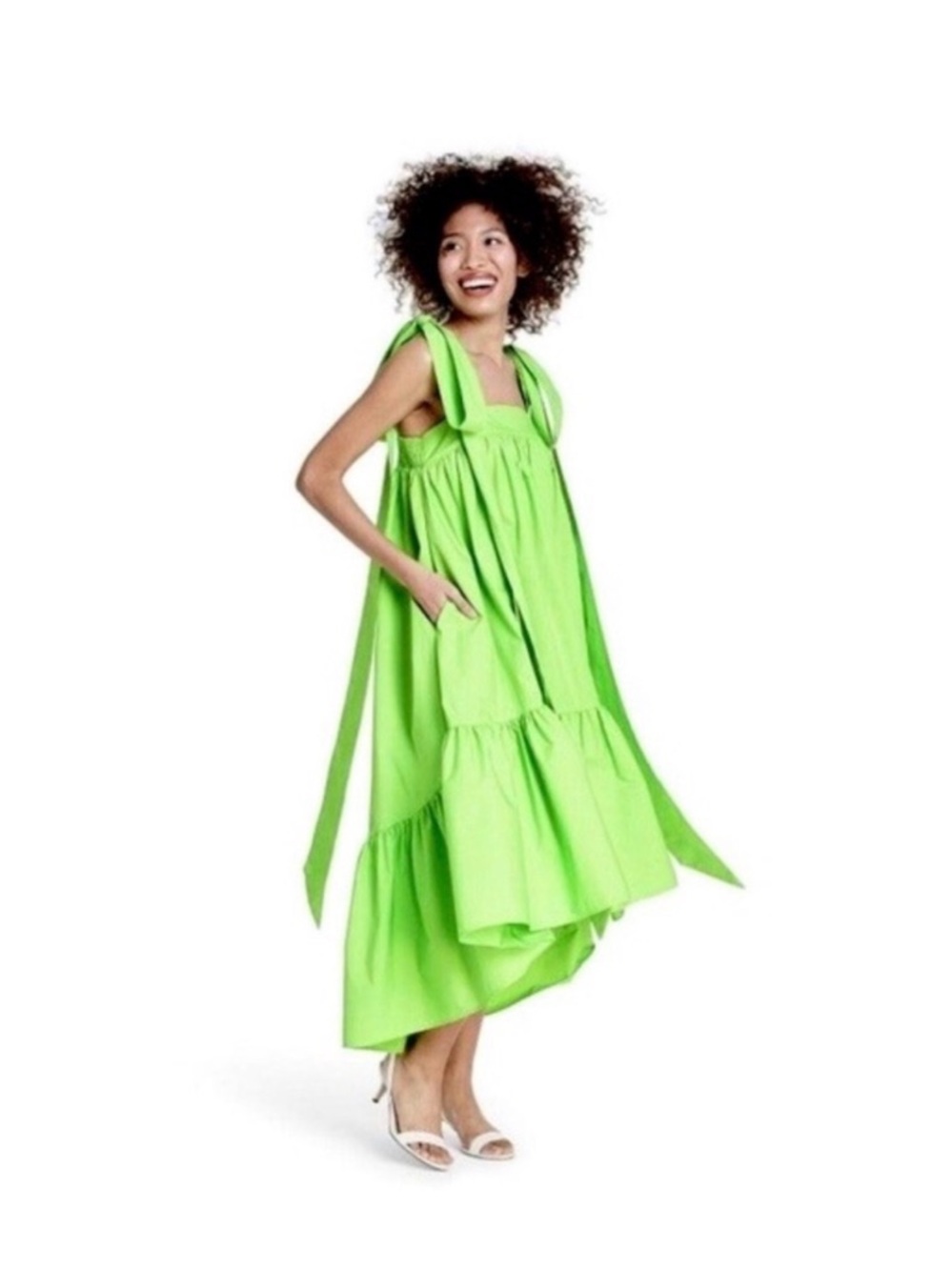 Christopher John Rogers x Target Lime Green Tiered Tie-Shoulder Maxi Dress